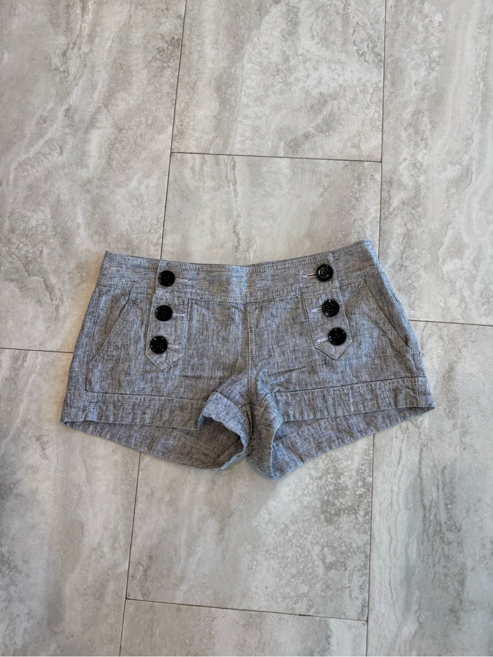 Express Gray Low rise Button-Detail Shorts